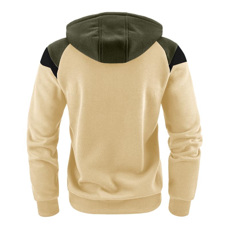 Mens Casual Color Block Hooded Long Sleeve Zippered Sport Jacket 58012589M