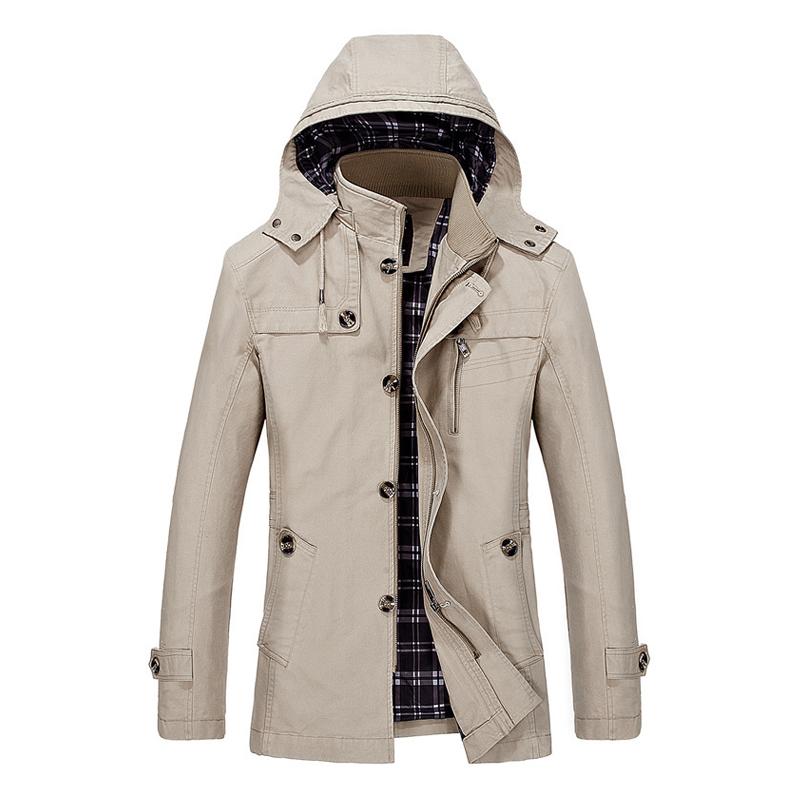 Mens Fashion Hooded Cotton Mid-length Trench Coat 81746630Z