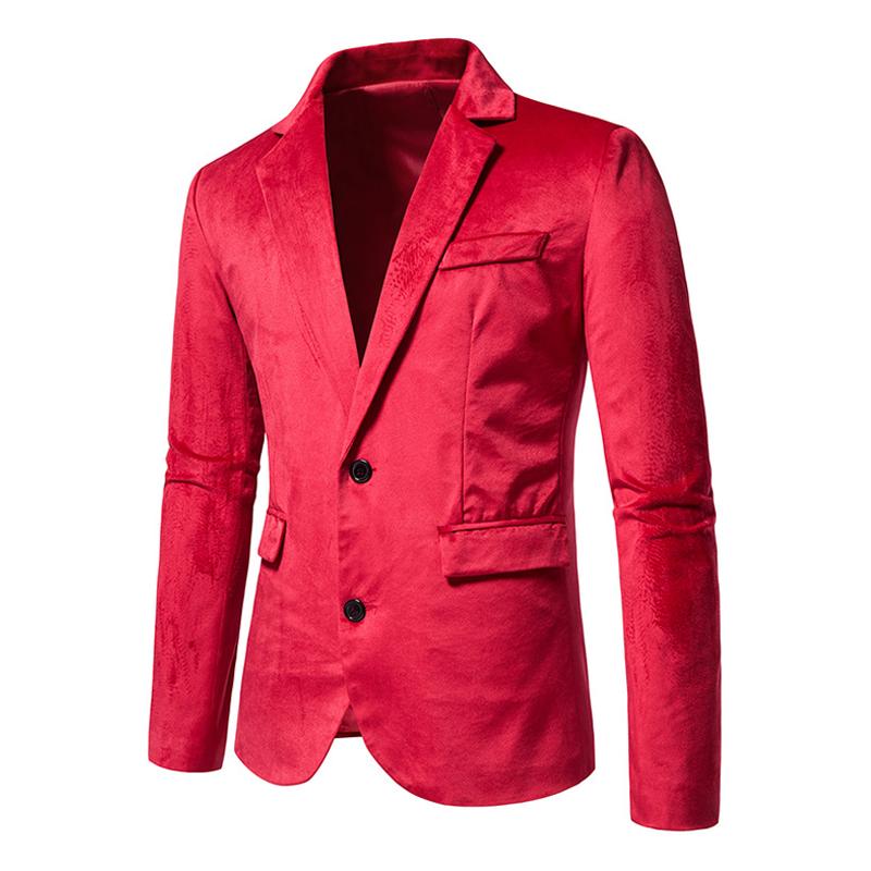 Mens Notch Lapel Two Buttons Velvet Blazer 39457514Z