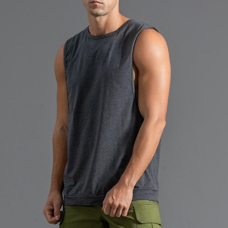 Mens Loose Solid Cooton Sports Tank Top 44374465Z