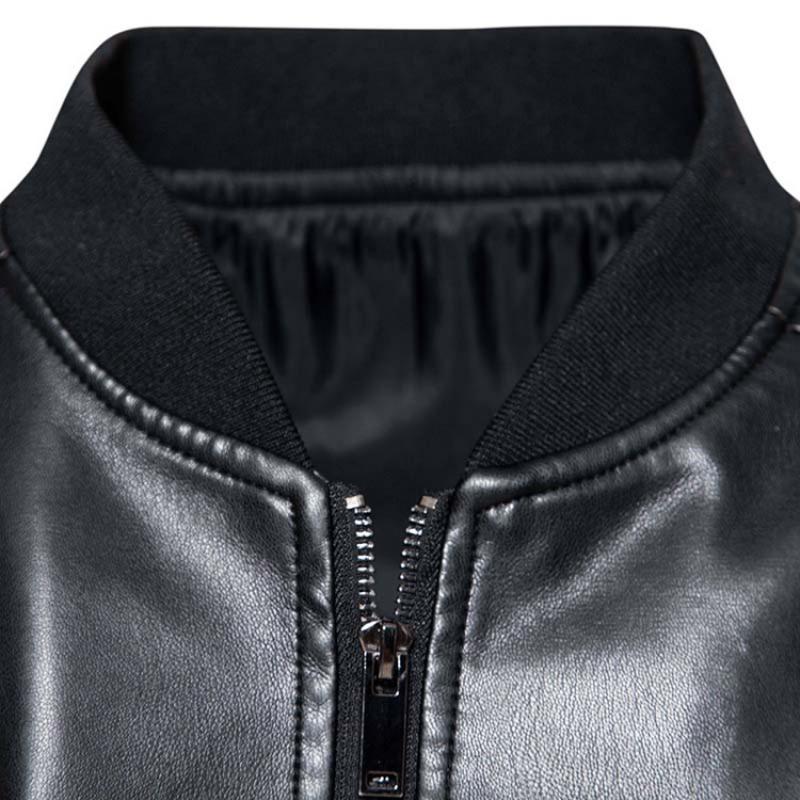 Mens Vintage Stand Collar Moto Leather Jacket 45421408M