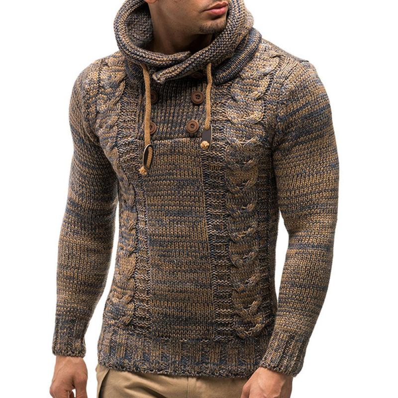 Mens Slim Turtleneck Hooded Pullover Sweater 96655035M