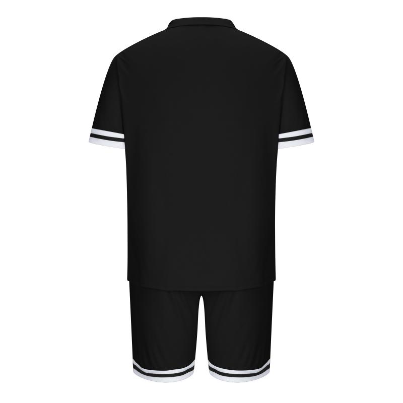 Mens Colorblock Striped Cuff Short Sleeve Polo Shirt Shorts Set 02905193Z