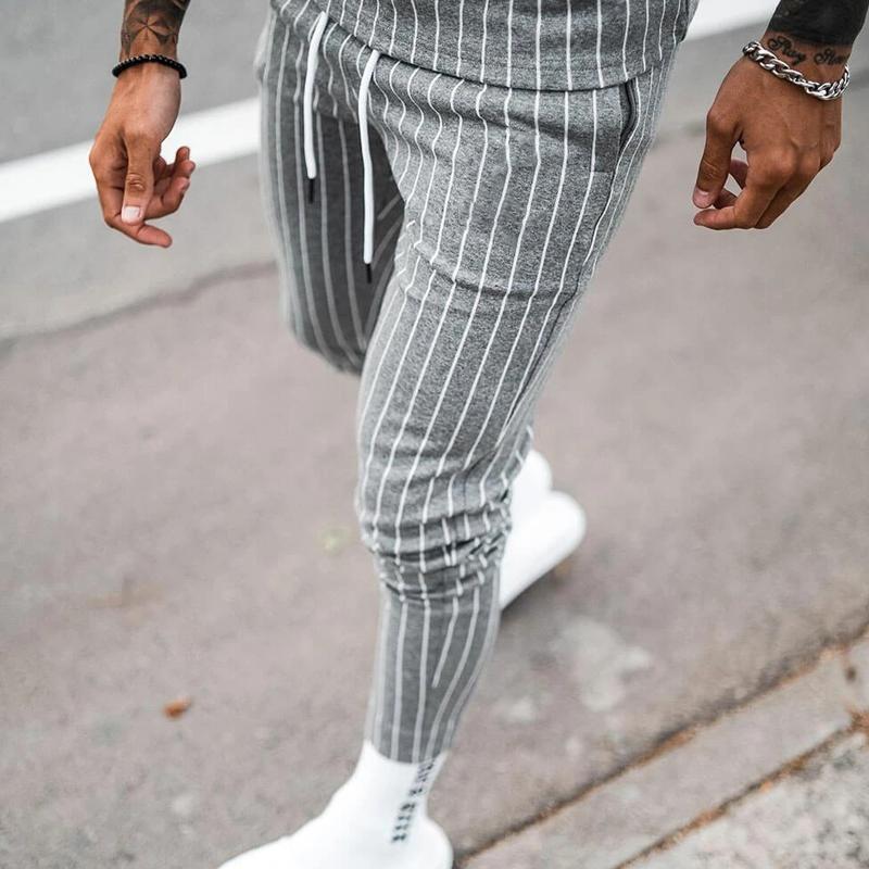 Mens Striped Zip Jacket Trousers Sports Set 11757219Z