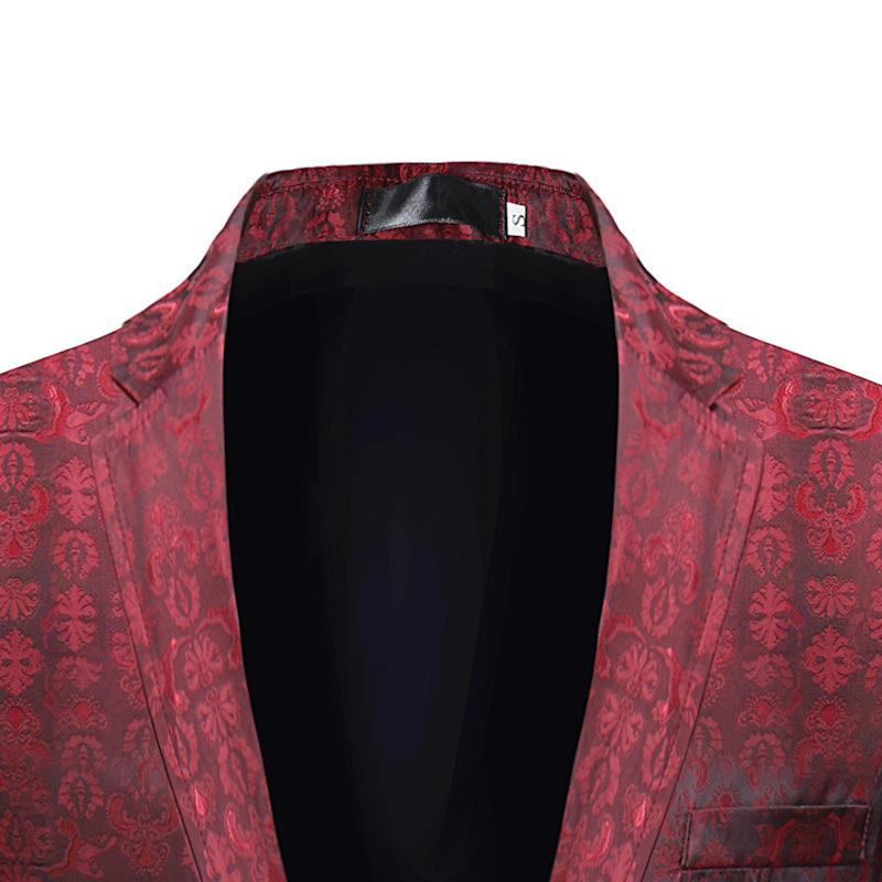 Mens Retro Graphic Print One Button Blazer 47113767Z