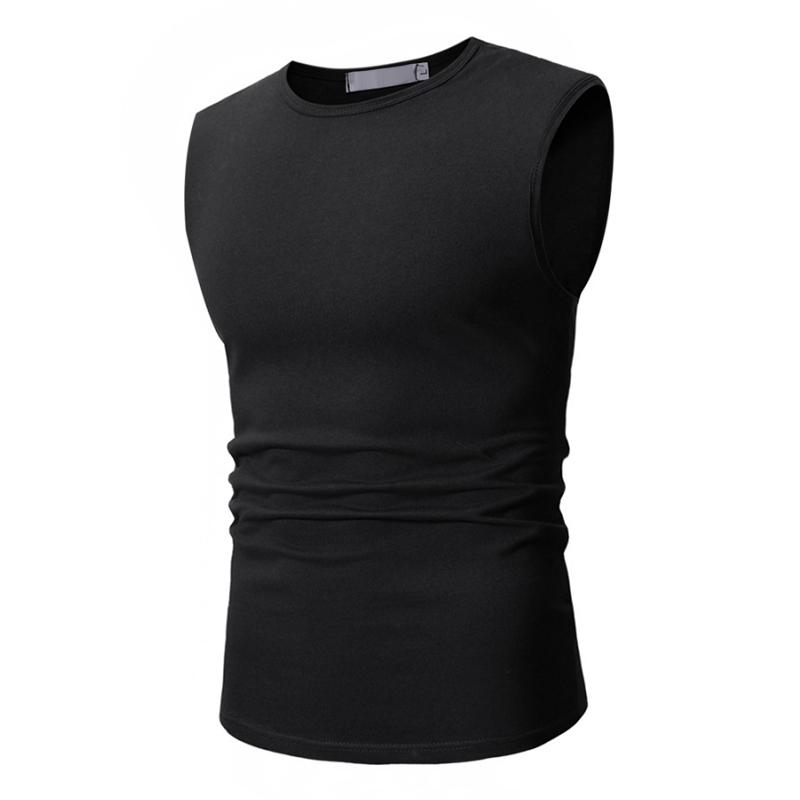 Mens Solid Round Neck Sleeveless Cotton Tank Top 28139465Z