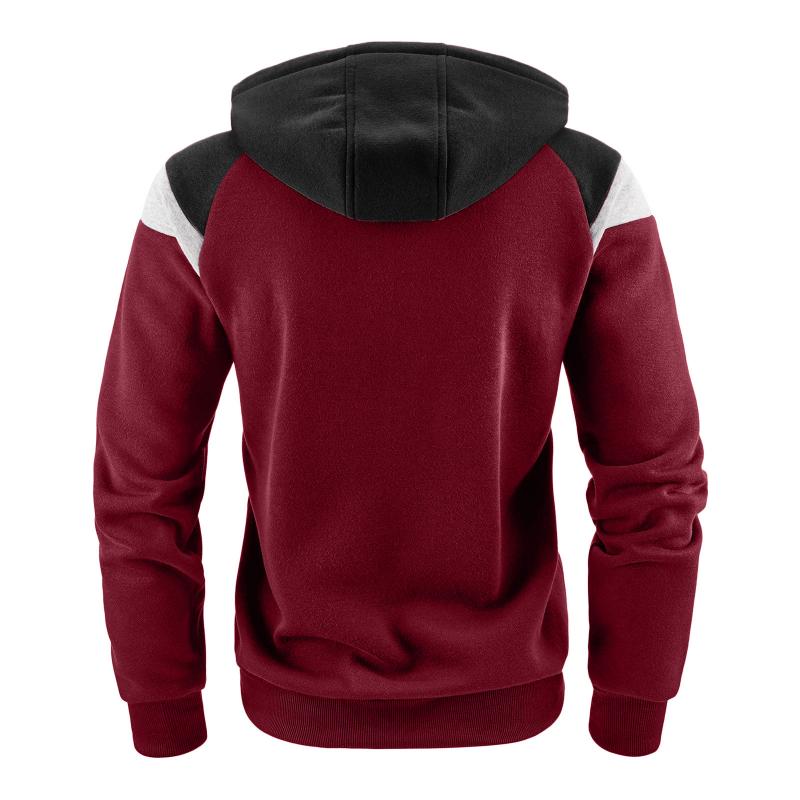 Mens Casual Color Block Hooded Long Sleeve Zippered Sport Jacket 58012589M