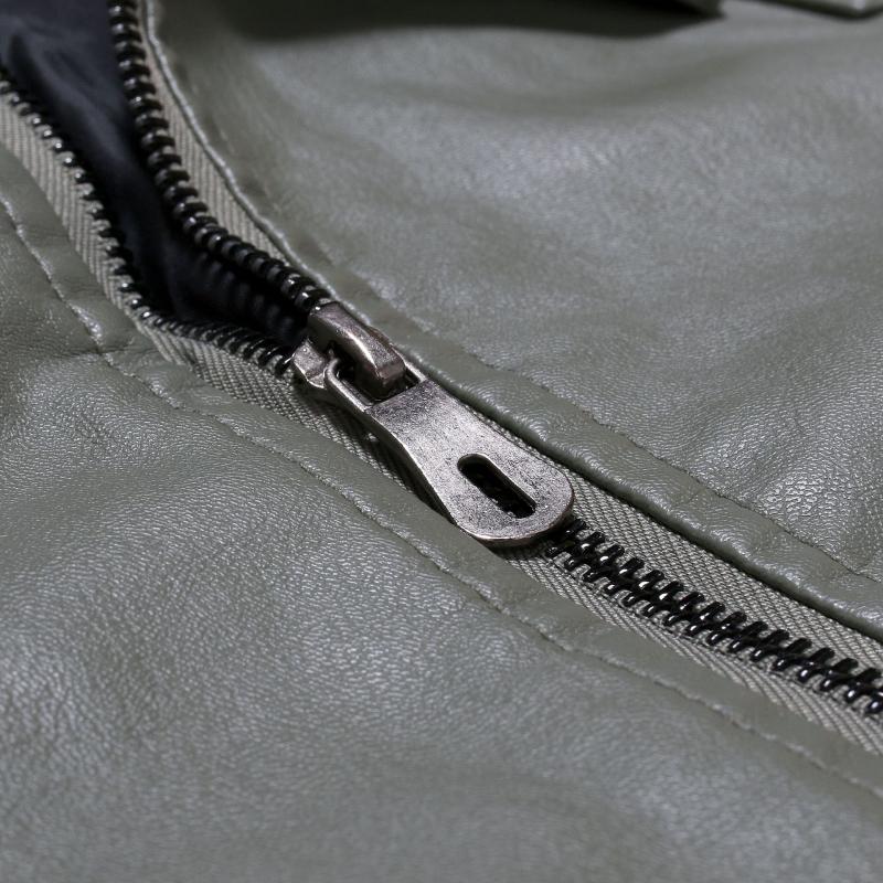 Mens Lapel Biker Leather Jacket 55218770Z