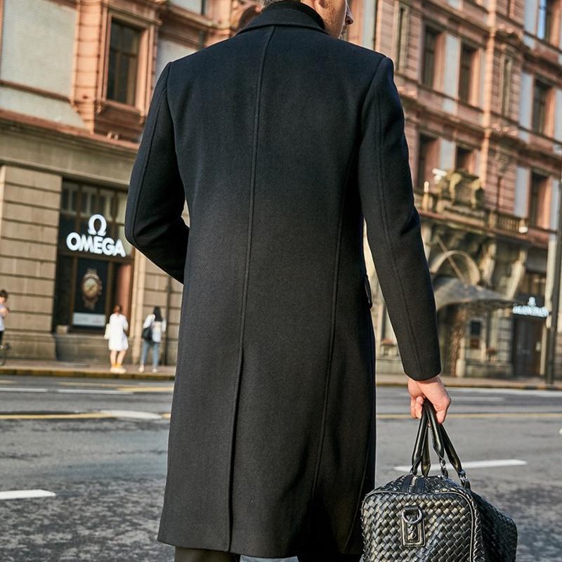 Mens Notch Lapel Plain Slim Fit Mid-Length Coat 75965974Z