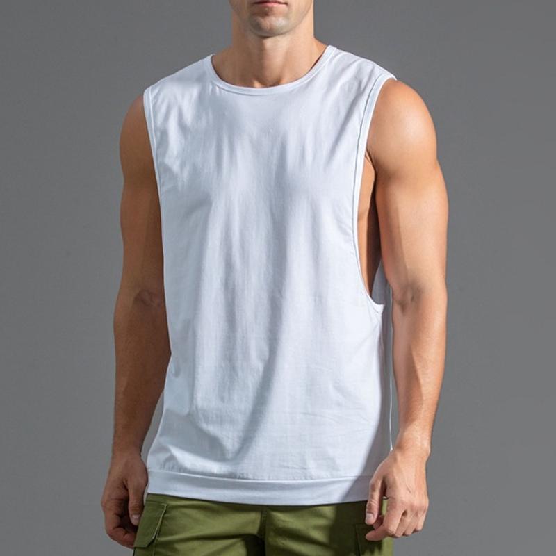 Mens Loose Solid Cooton Sports Tank Top 44374465Z