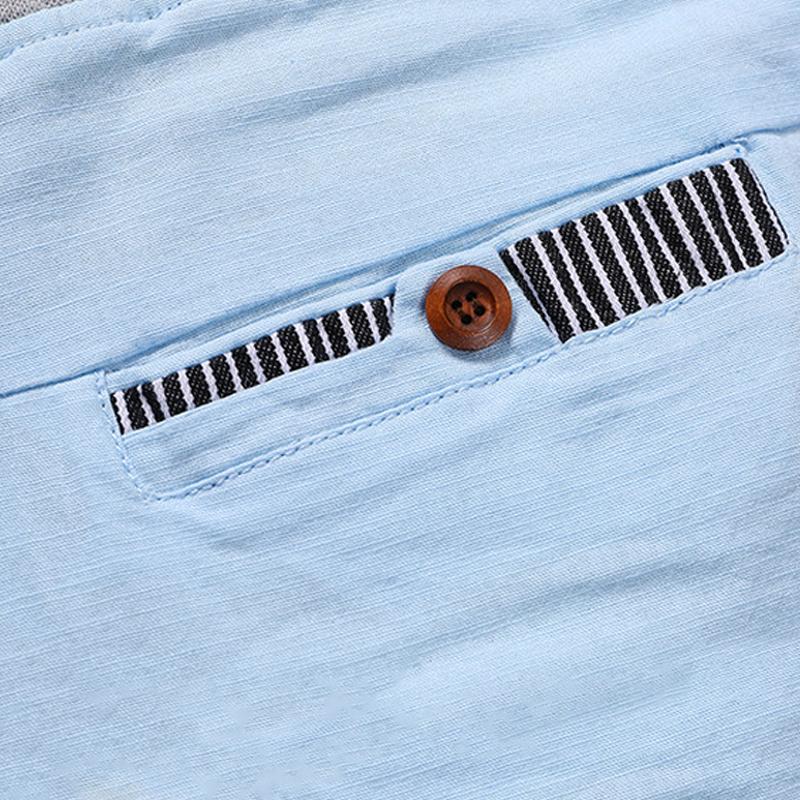 Mens Solid Elastic Waist Cotton Beach Shorts 32473892Z