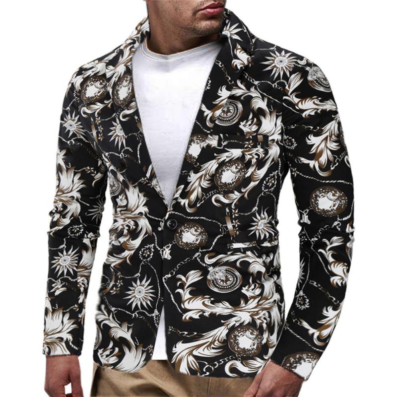 Mens Vintage Ethnic Print Lapel Blazer 81540555M