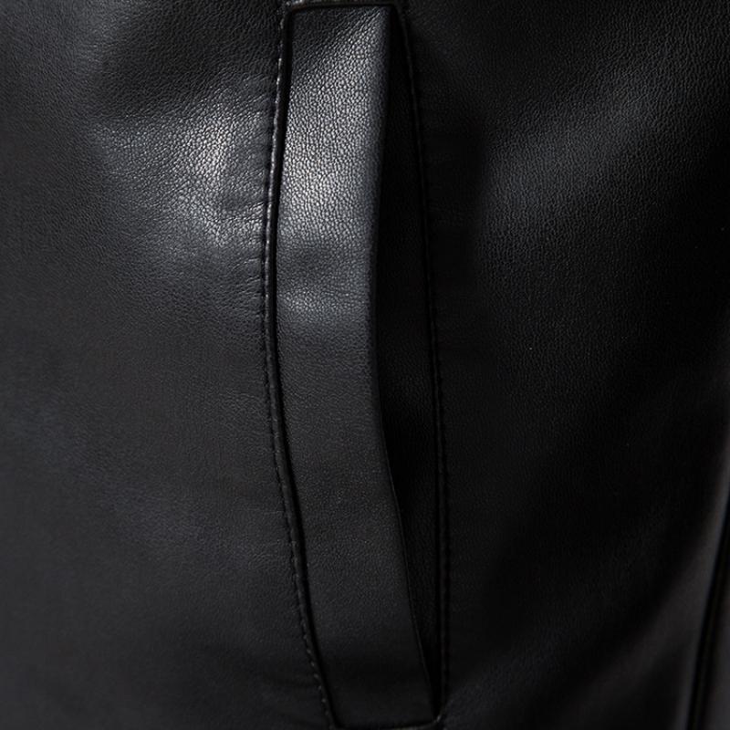 Mens Vintage Stand Collar Moto Leather Jacket 45421408M