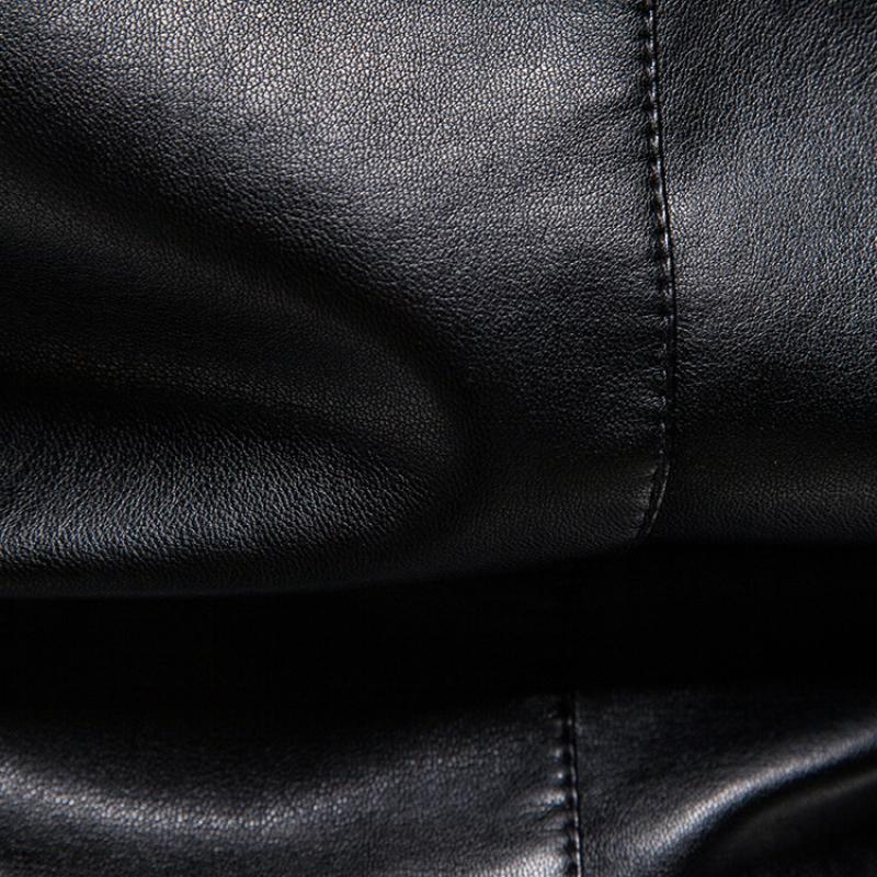 Mens Vintage Slim Stand Collar Panel Leather Biker Jacket 91771623M