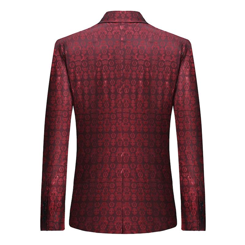 Mens Retro Graphic Print One Button Blazer 47113767Z
