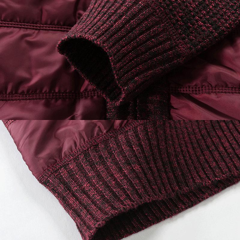 Mens Stand Collar Material Stitching Knit Coat 98961860Z