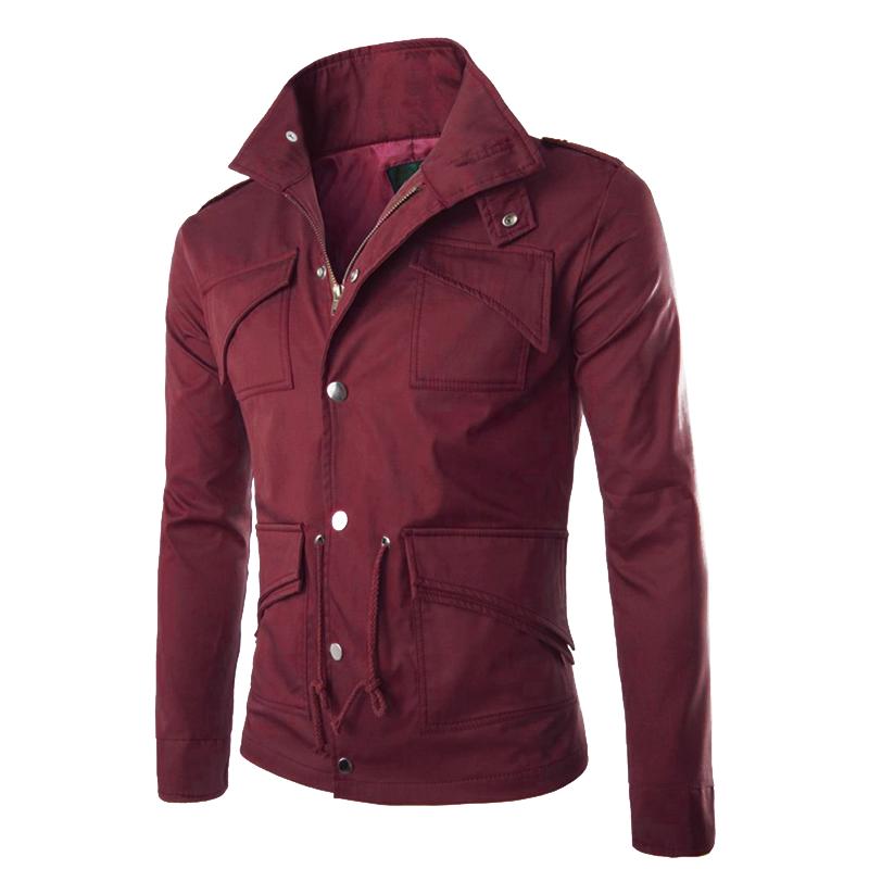 Mens Stand Collar Multi-pocket Casual Jacket 88909498Z