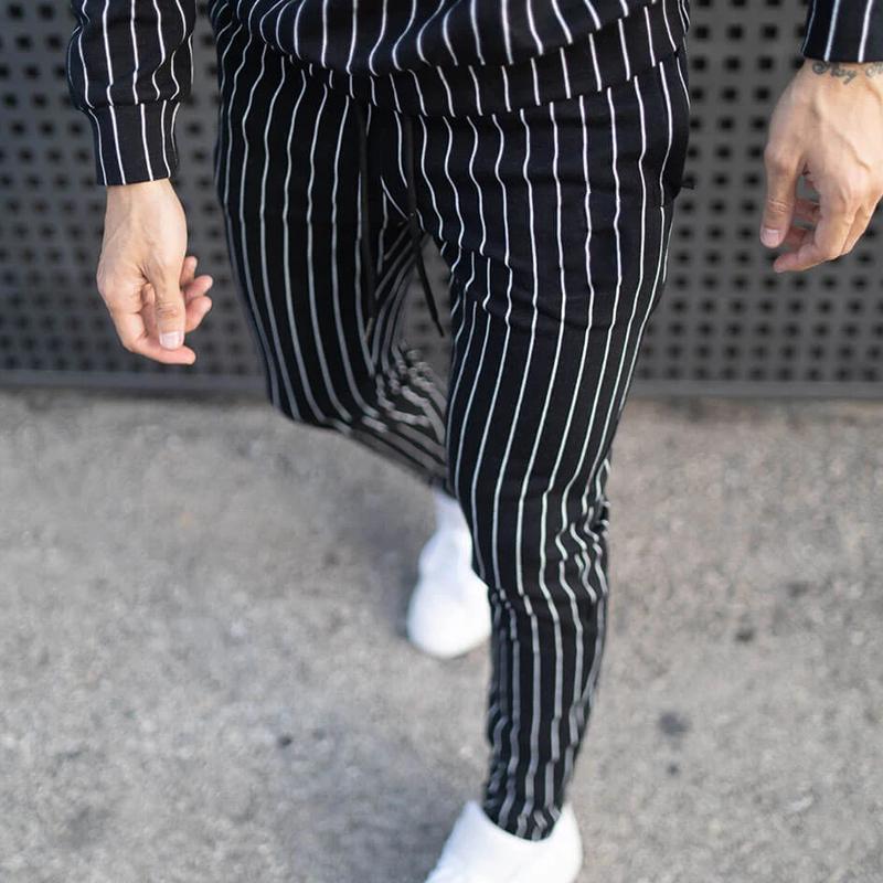 Mens Striped Zip Jacket Trousers Sports Set 11757219Z