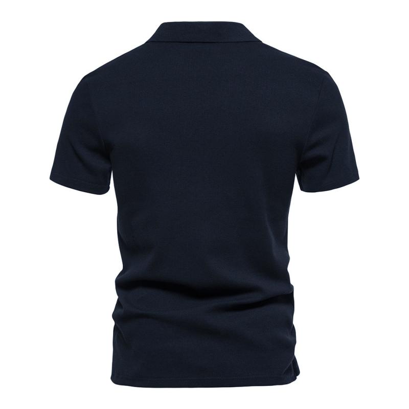 Mens Solid V Neck Short Sleeve Polo Shirt 61101482Z