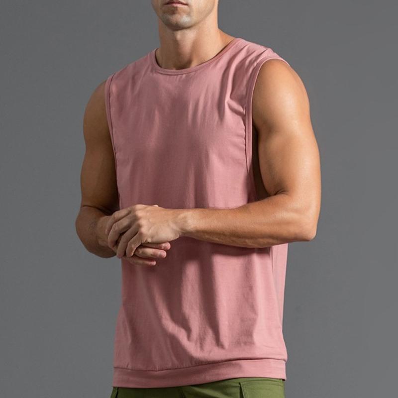 Mens Loose Solid Cooton Sports Tank Top 44374465Z