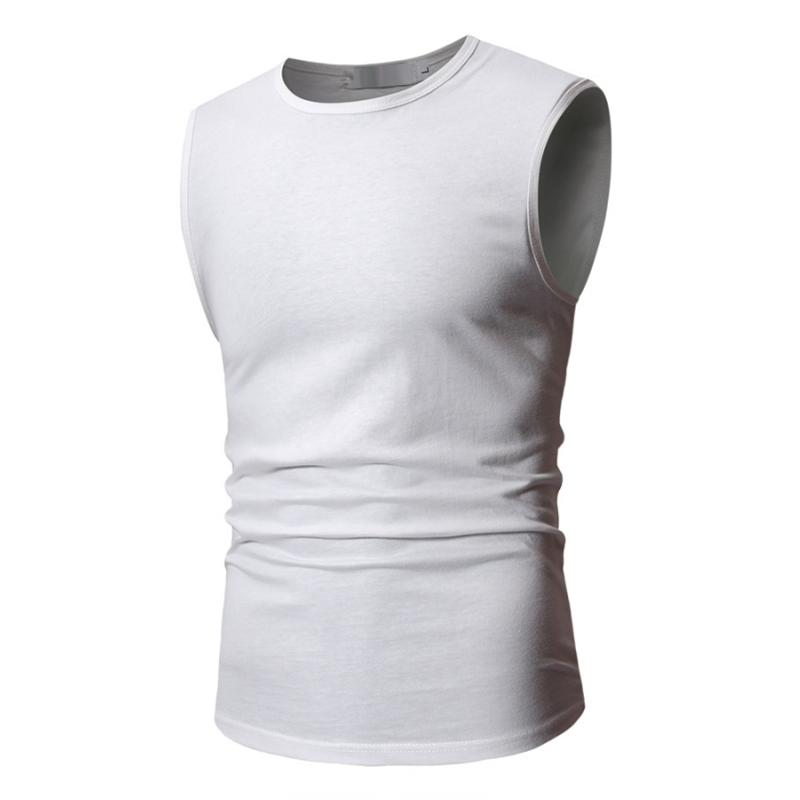 Mens Solid Round Neck Sleeveless Cotton Tank Top 28139465Z