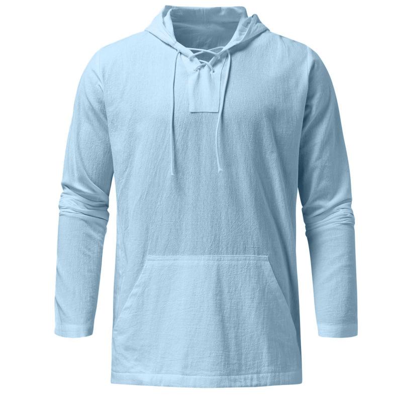 Mens Casual Lace-up Hooded Long Sleeve T-Shirt 83764852M
