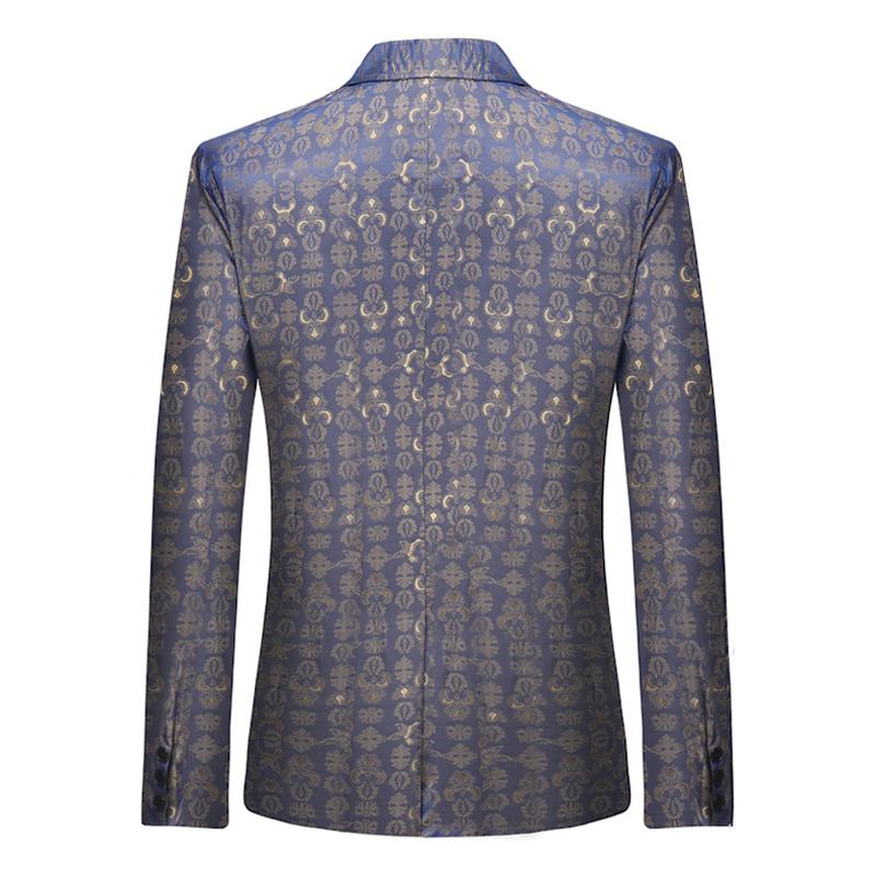 Mens Retro Graphic Print One Button Blazer 47113767Z
