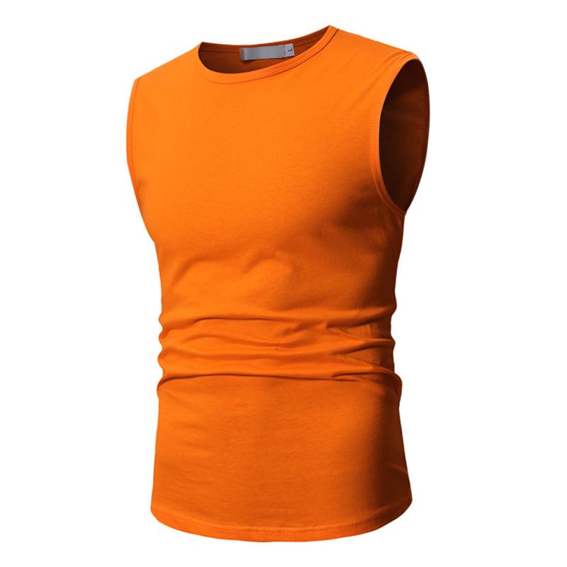 Mens Solid Round Neck Sleeveless Cotton Tank Top 28139465Z