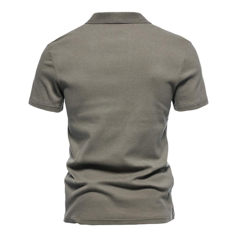 Mens Solid V Neck Short Sleeve Polo Shirt 61101482Z