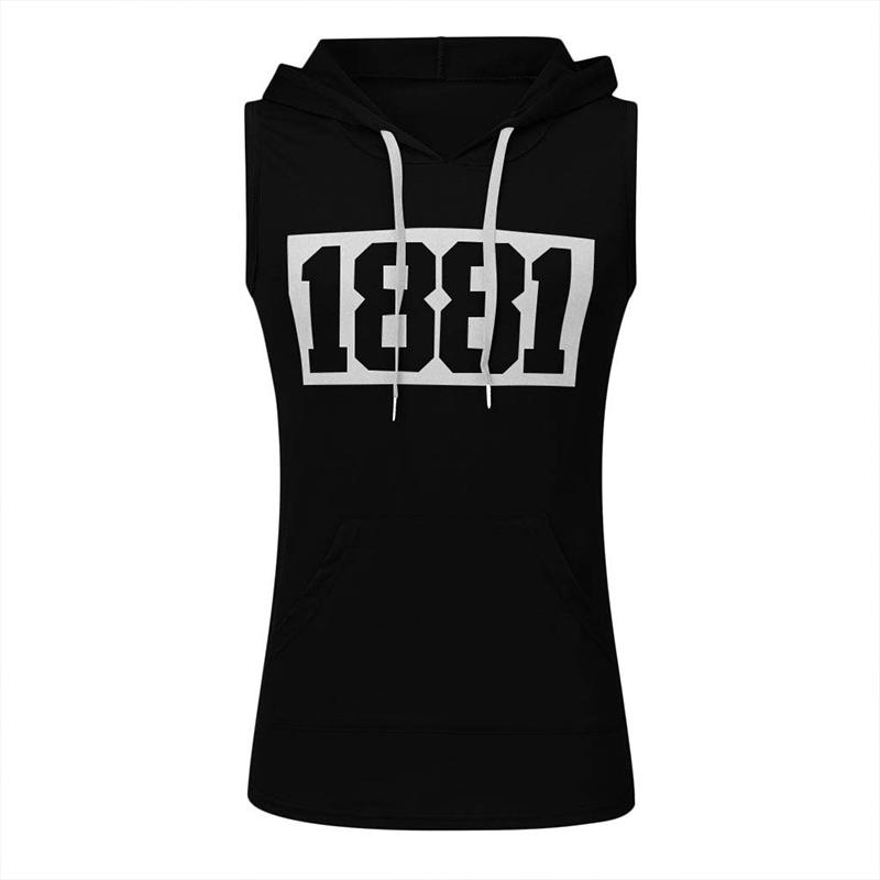 Mens Numbers Print Hooded Sports Fitness Tank Top 67473765Z