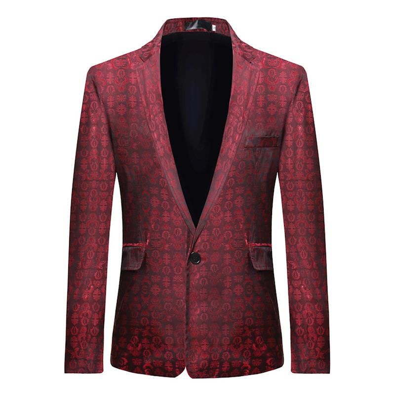 Mens Retro Graphic Print One Button Blazer 47113767Z