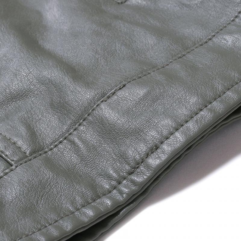 Mens Lapel Biker Leather Jacket 55218770Z