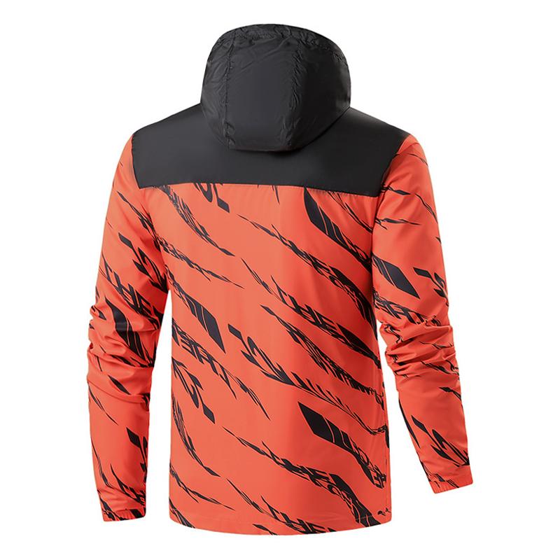 Mens Hooded Zebra Print Loose Fit Outdoor Jacket 23473426Z