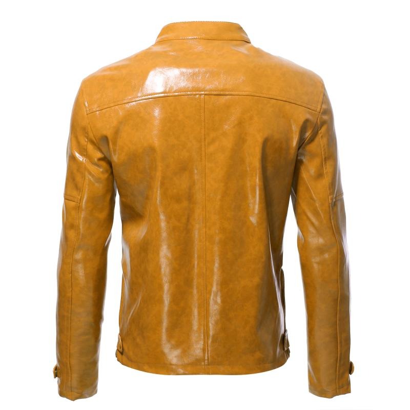 Mens Fashion Stand Collar Punk Biker Leather Jacket 02390117M