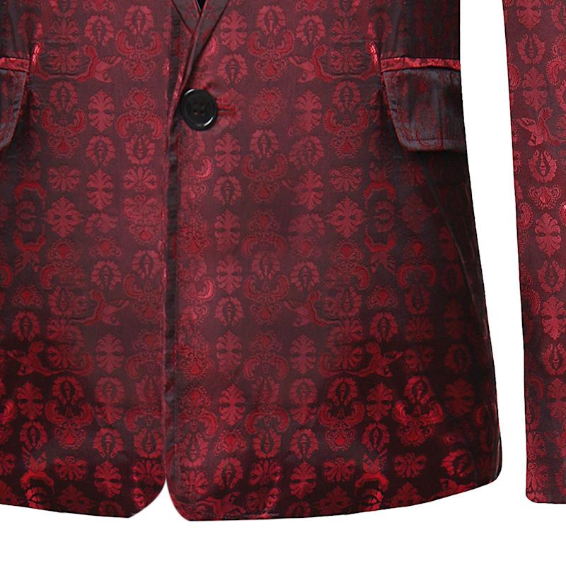 Mens Retro Graphic Print One Button Blazer 47113767Z