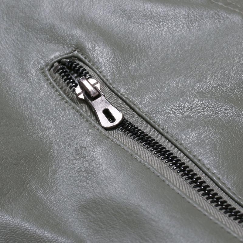 Mens Lapel Biker Leather Jacket 55218770Z