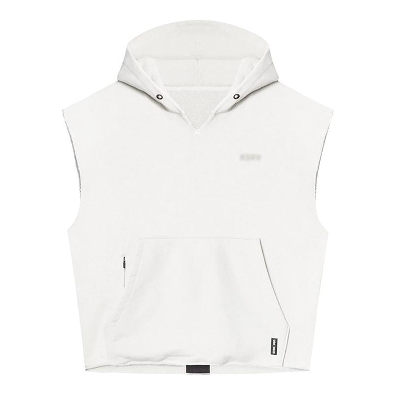 Mens Solid Loose Sleeveless Fitness Sports Hoodie 41849746Z