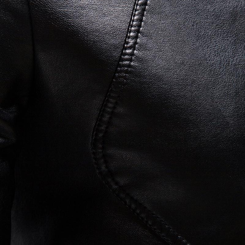 Mens Vintage Slim Stand Collar Panel Leather Biker Jacket 91771623M