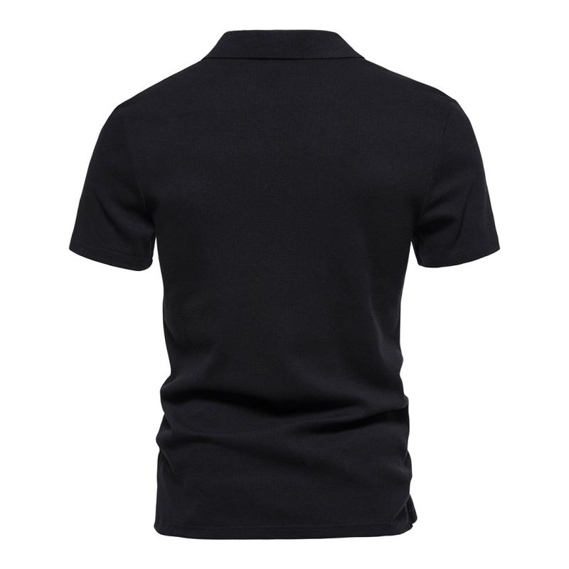 Mens Solid V Neck Short Sleeve Polo Shirt 61101482Z