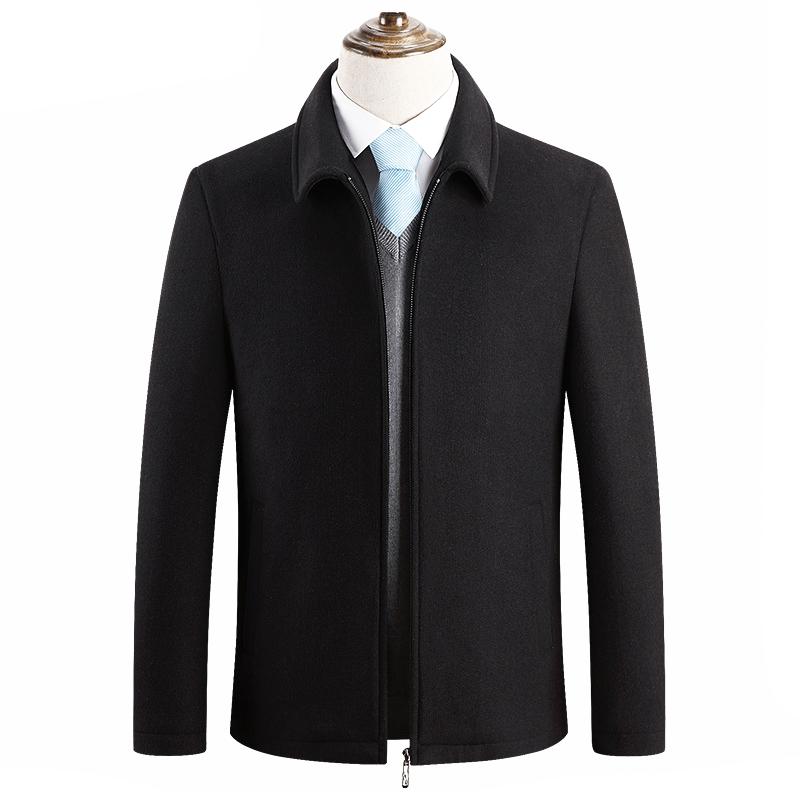 Mens Lapel Zip Solid Color Short Coat 49968162Z