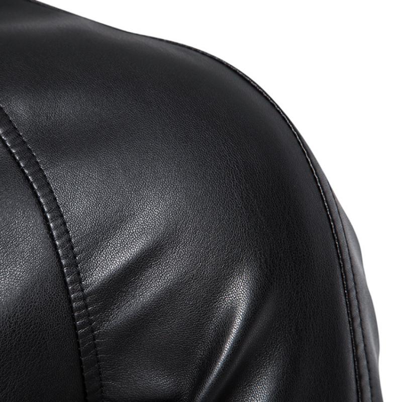 Mens Vintage Stand Collar Moto Leather Jacket 45421408M