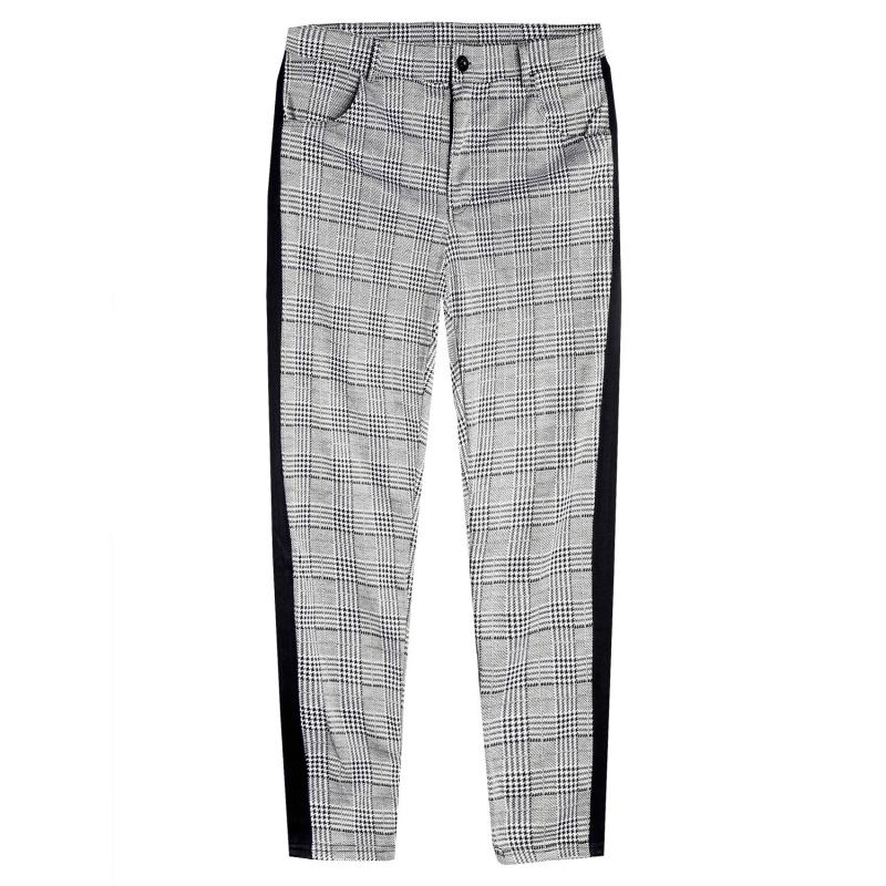 Mens Casual Plaid Stitching Pencil Trousers 86654549M