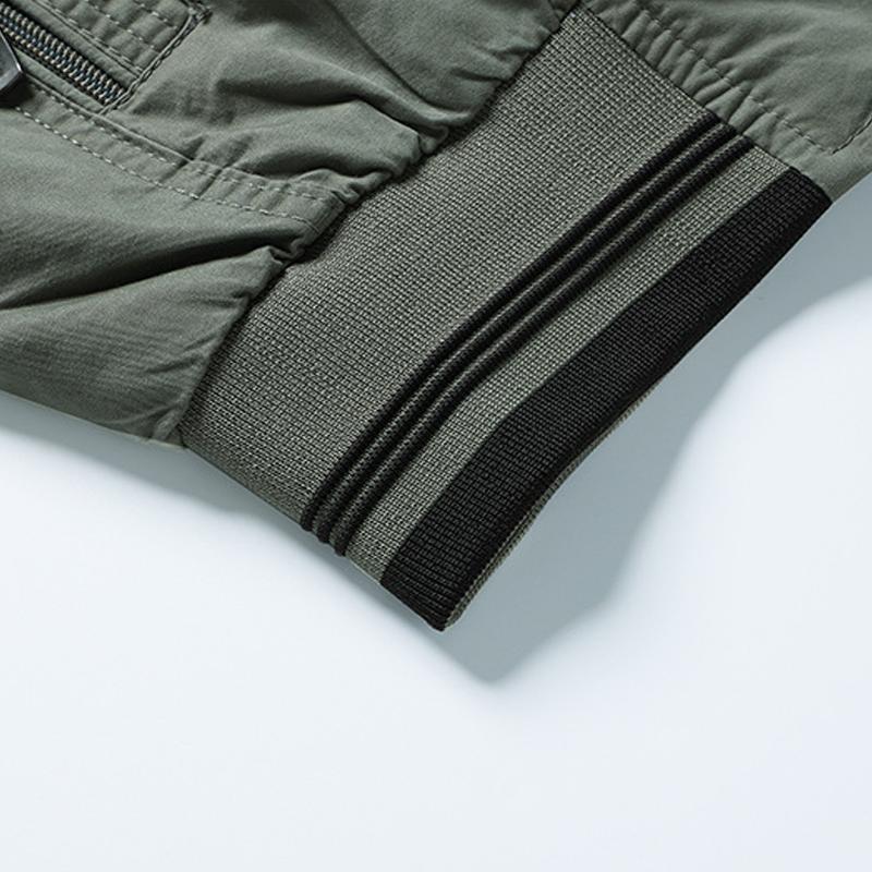 Mens Washed Cotton Solid Color Zipper Jacket 76491245Z