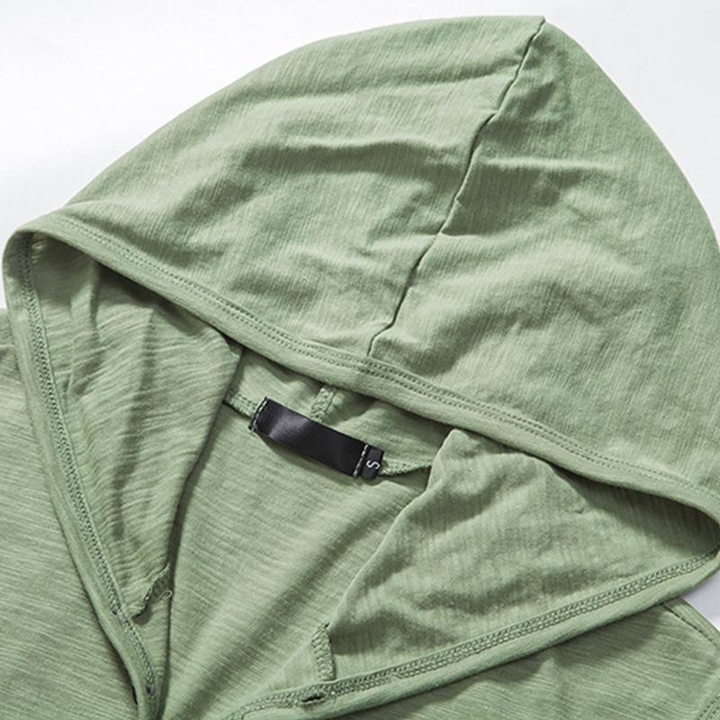 Mens Solid Hooded Henley Collar Sleeveless Cotton Tank Top 52780770Z