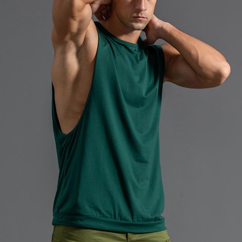 Mens Loose Solid Cooton Sports Tank Top 44374465Z