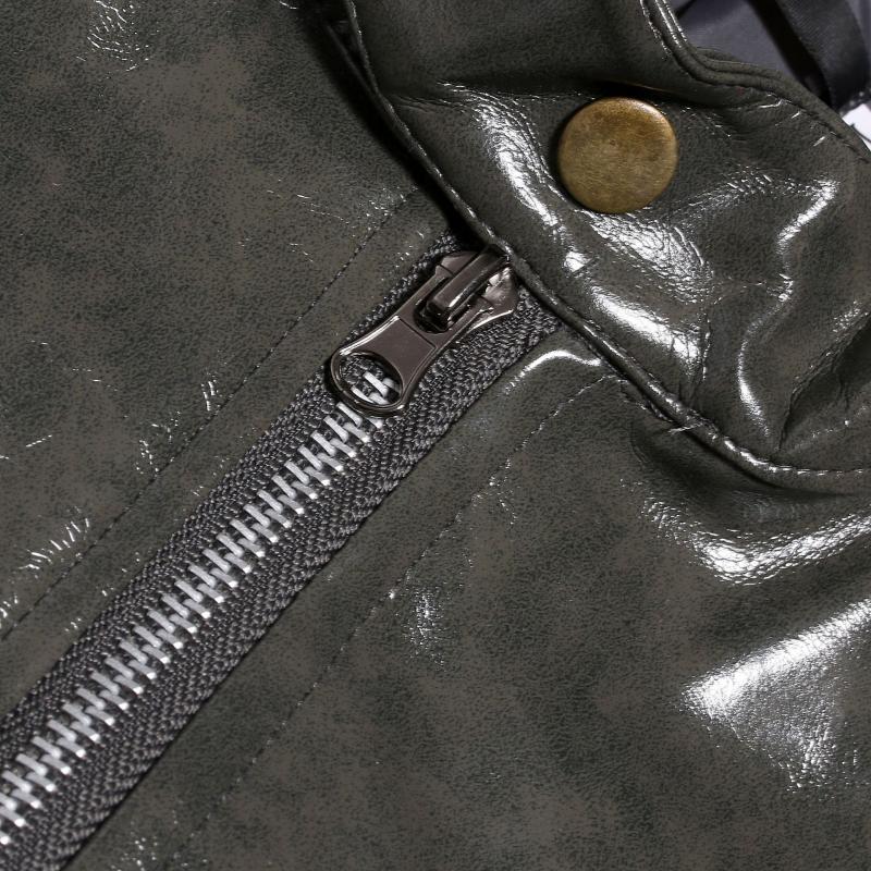 Mens Fashion Stand Collar Punk Biker Leather Jacket 02390117M