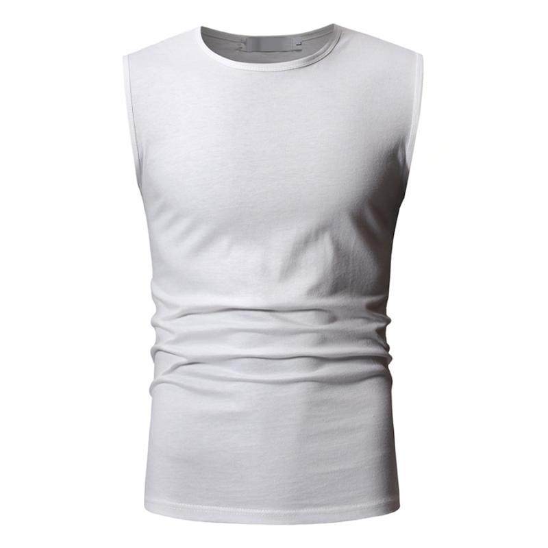 Mens Solid Round Neck Sleeveless Cotton Tank Top 28139465Z
