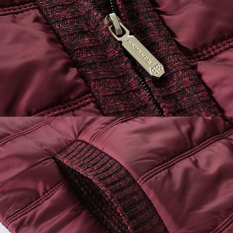 Mens Stand Collar Material Stitching Knit Coat 98961860Z
