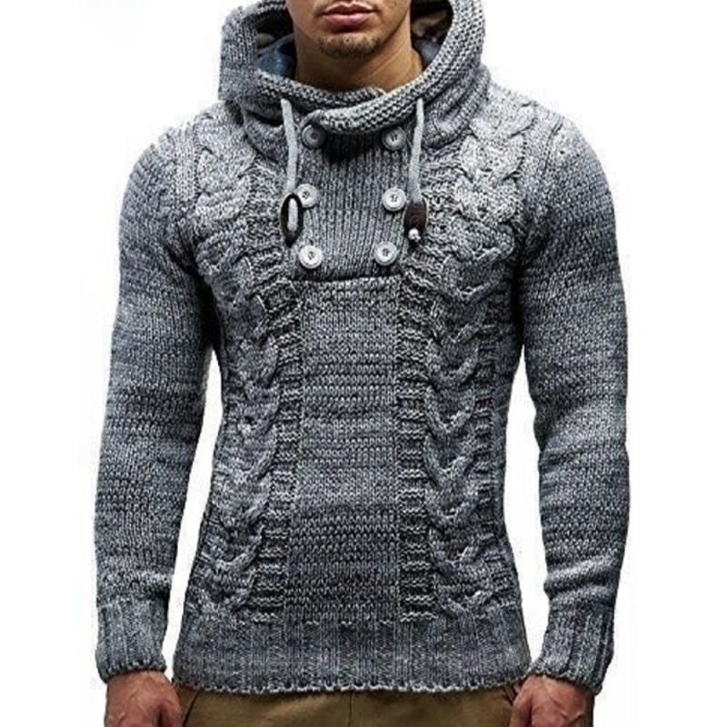 Mens Slim Turtleneck Hooded Pullover Sweater 96655035M