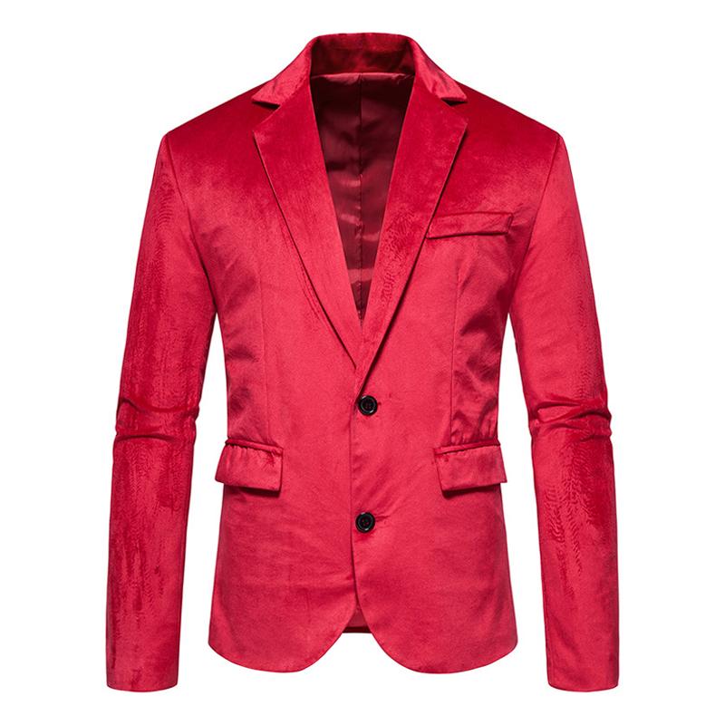 Mens Notch Lapel Two Buttons Velvet Blazer 39457514Z